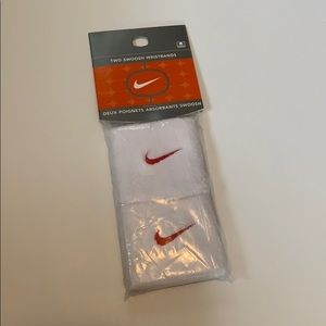 NWT Nike Swoosh White And Red Wristbands
